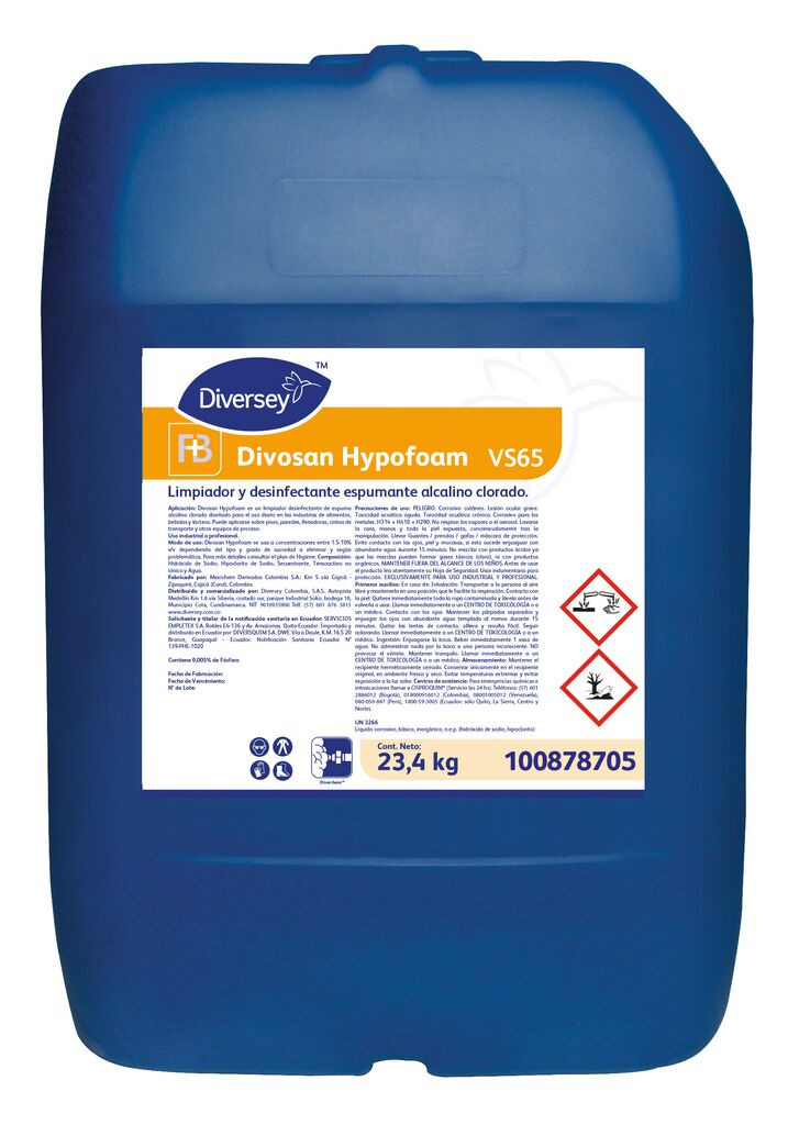 DIVOSAN HYPOFOAM 23.4kg - Limpiador y desinfectante espumante de alto contenido de cloro